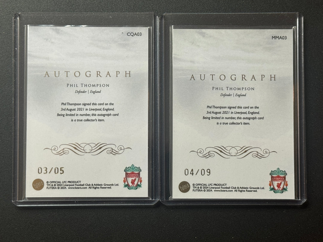 2024-25 Futera Club Live Liverpool Masters and Conquerors On-Card Autos Phil Thompson