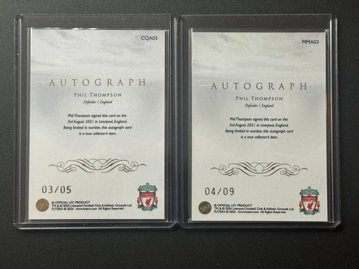 2024-25 Futera Club Live Liverpool Masters and Conquerors On-Card Autos Phil Thompson